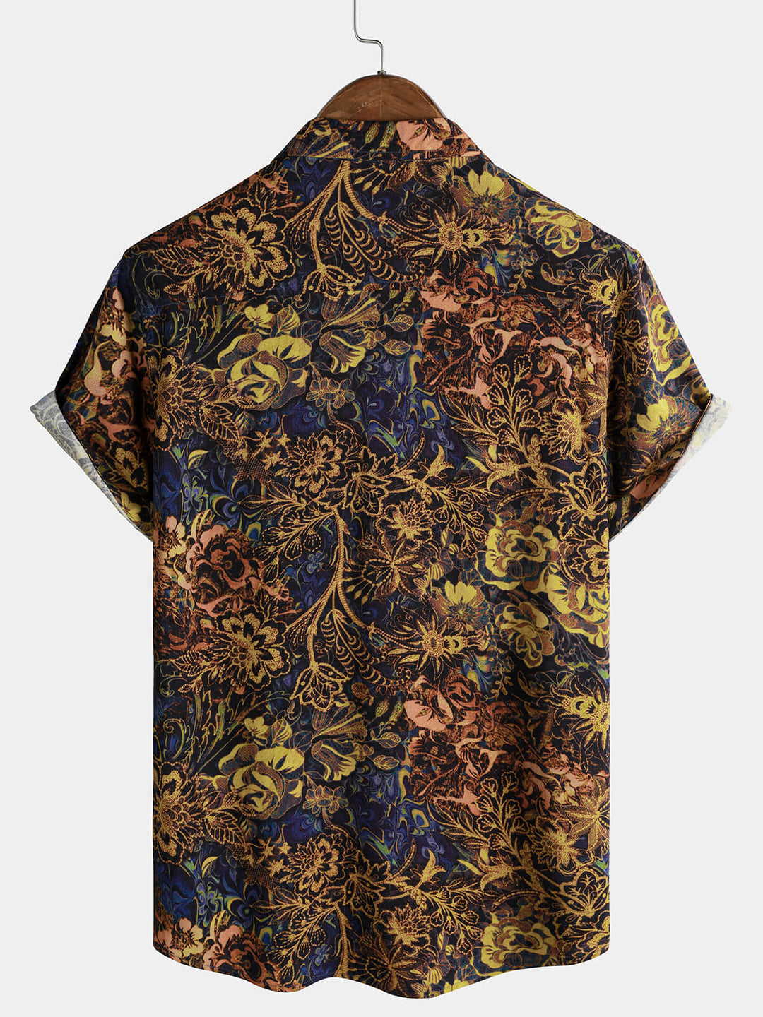 Chemise Homme Théo Jaune à Motif Floral Tropical Rétro, 100 % Rayon, Style Détente à
