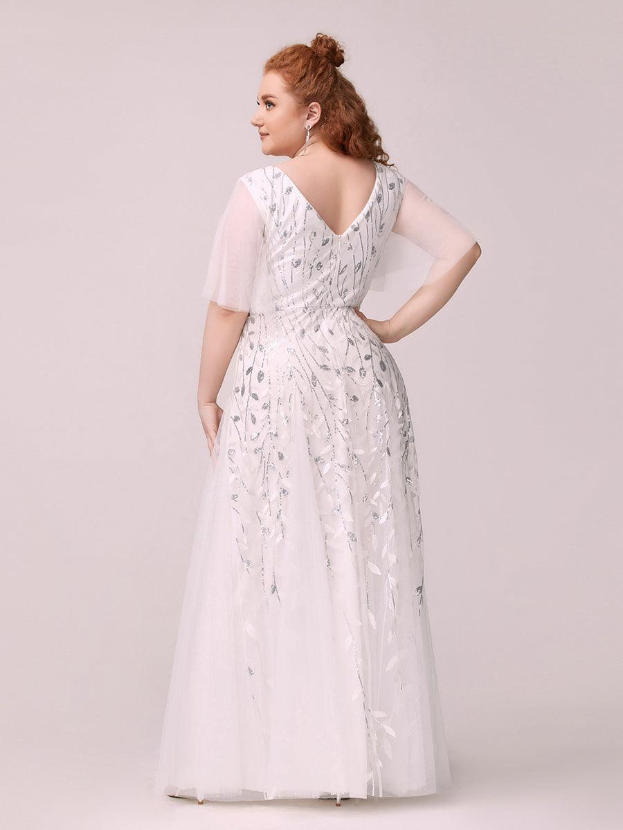Adèle|Robe de Soirée Longue Romantique et Scintillante à Col V et Pailletes