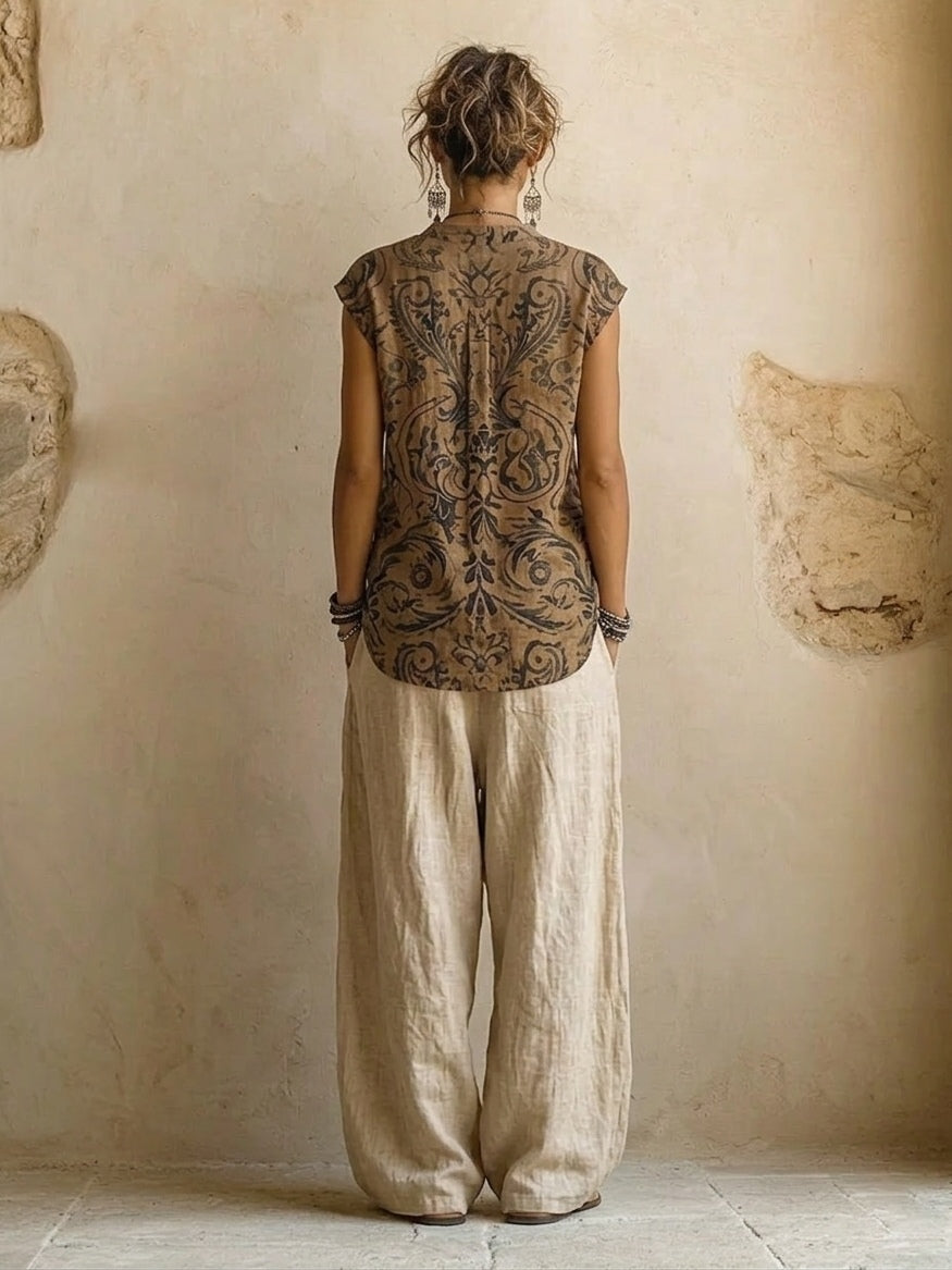 Ensemble Élégance Naturelle™ – 3 Pièces en Coton et Lin