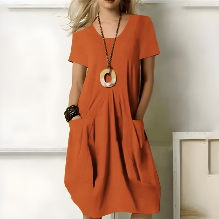Aurore Robe Élégante En Coton Avec Cache-ventre